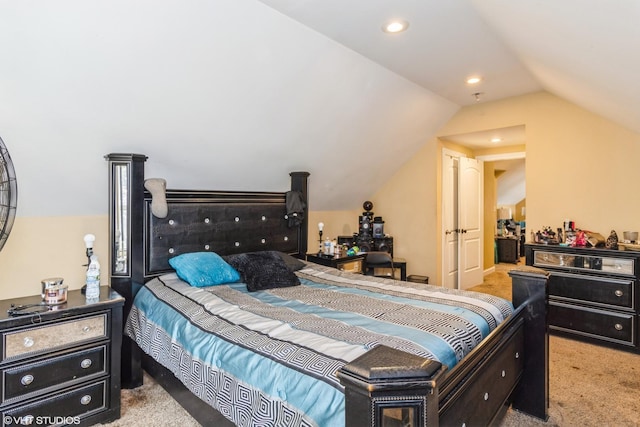 1325 Gunderson Ave, Berwyn, IL 60402 - carpeted bedroom with vaulted ceiling and recessed lighting