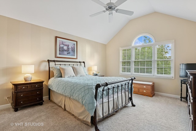 3716 King Charles Ln, Saint Charles, IL 60174 - carpeted bedroom with lofted ceiling and ceiling fan
