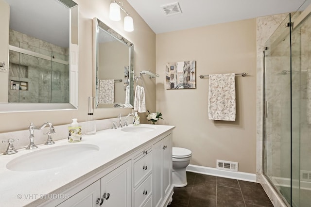3716 King Charles Ln, Saint Charles, IL 60174 - bathroom with a stall shower, tile patterned floors, and double vanity
