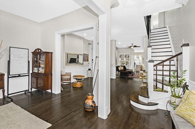 4738 S Champlain Ave, Chicago, IL 60615 - entrance foyer featuring wood finished floors, stairs, a ceiling fan, and recessed lighting