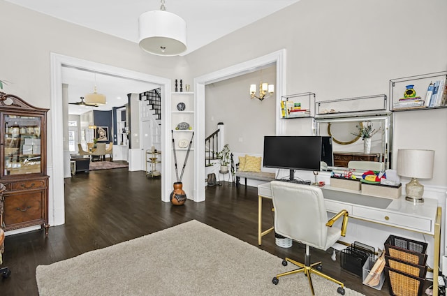 4738 S Champlain Ave, Chicago, IL 60615 - office featuring wood finished floors and a chandelier