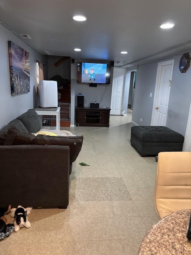1720 N Major Ave, Chicago, IL 60639 - living room with recessed lighting and tile patterned floors