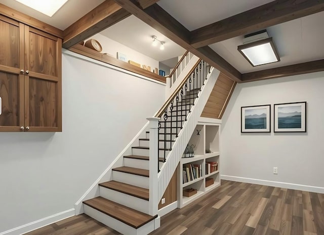 120 Madera Cir, Carpentersville, IL 60110 - staircase with beam ceiling and wood finished floors