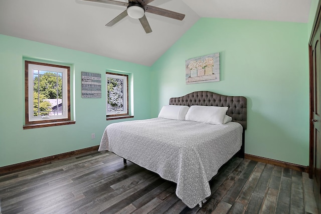 1553 Noble Quest Dr, Bourbonnais, IL 60914 - bedroom with dark wood finished floors, lofted ceiling, and ceiling fan