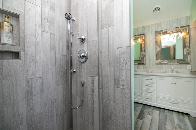 1553 Noble Quest Dr, Bourbonnais, IL 60914 - full bath with vanity, wood finished floors, and tiled shower