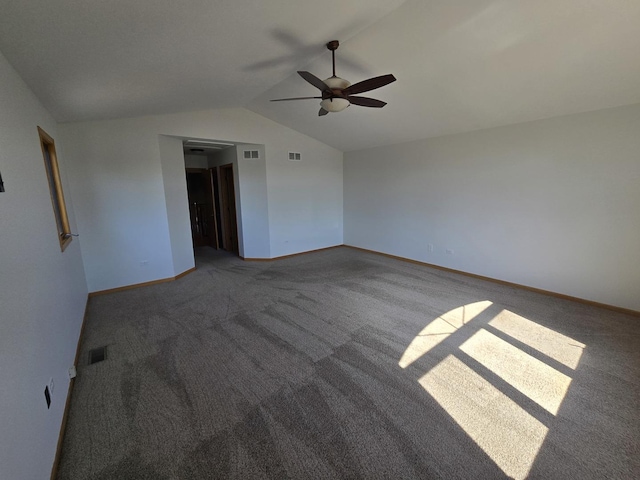 8452 Dunmore Dr, Tinley Park, IL 60487 - empty room featuring carpet floors, ceiling fan, and lofted ceiling