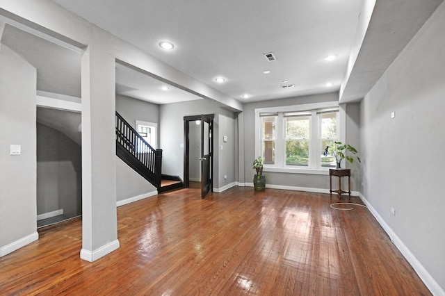 6409 S Champlain Ave, Chicago, IL 60637 - foyer with hardwood / wood-style floors, stairway, and recessed lighting