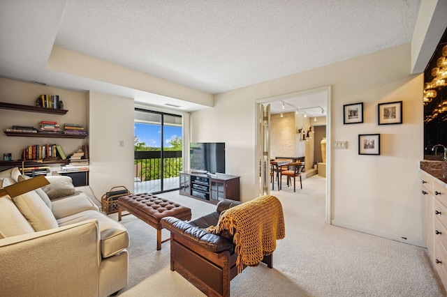 1671 Mission Hills Rd Unit 501, Northbrook, IL 60062 - living room with light colored carpet, a textured ceiling, and rail lighting