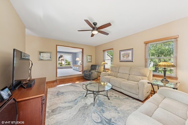 1885 Mcrae Ln, Mundelein, IL 60060 - living room featuring a ceiling fan and wood finished floors