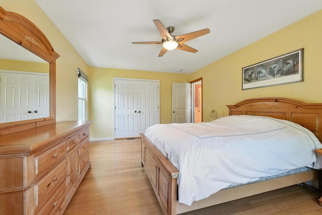 920 Matthew Ct, Naperville, IL 60540 - bedroom with light wood finished floors, a closet, and a ceiling fan