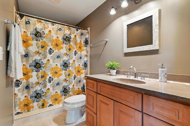 920 Matthew Ct, Naperville, IL 60540 - bathroom with vanity, tile patterned flooring, and a shower with shower curtain