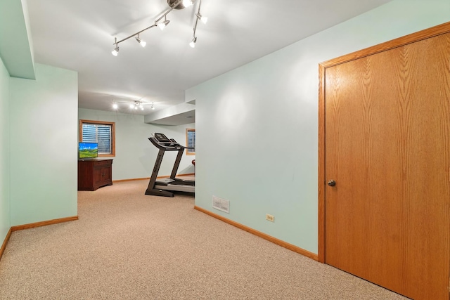 920 Matthew Ct, Naperville, IL 60540 - workout area with carpet flooring and rail lighting