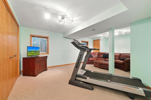 920 Matthew Ct, Naperville, IL 60540 - exercise room featuring light carpet and baseboards