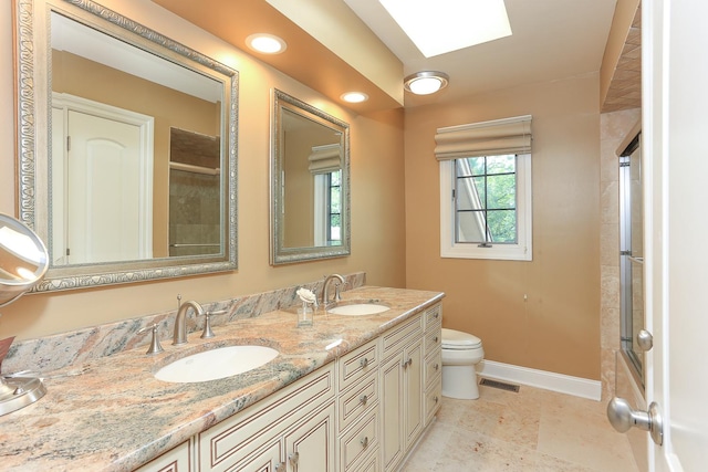 560 81st St, Burr Ridge, IL 60527 - bathroom with double vanity and a skylight