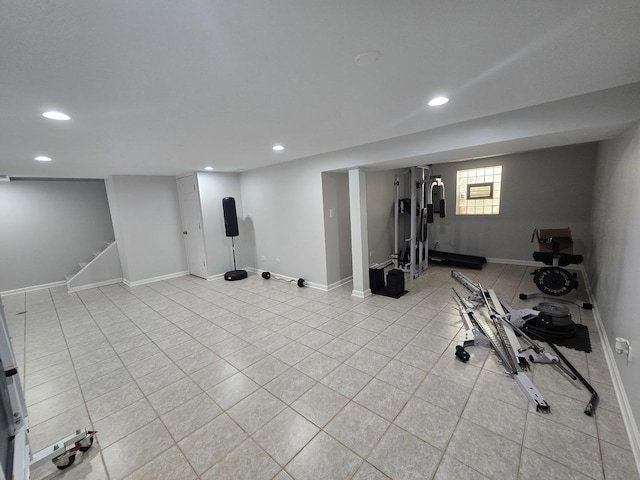 1807 W Locust Ln, Mount Prospect, IL 60056 - exercise room featuring recessed lighting and light tile patterned flooring