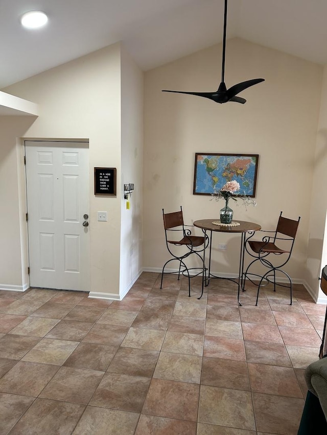 6220 Misty Pines Dr Unit 3, Tinley Park, IL 60477 - dining area featuring ceiling fan and high vaulted ceiling