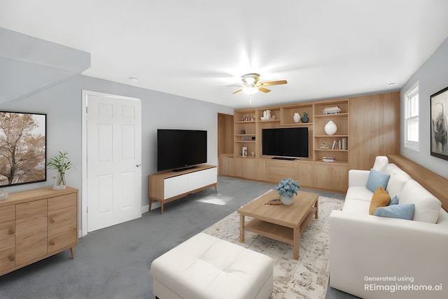 26W278 Harrison Ave, Winfield, IL 60190 - living area featuring ceiling fan and light colored carpet