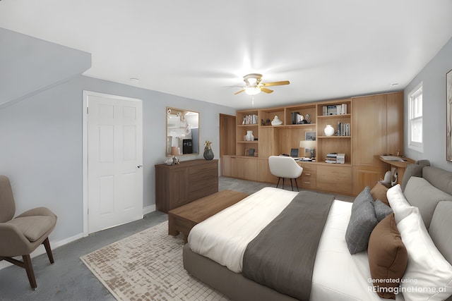 26W278 Harrison Ave, Winfield, IL 60190 - bedroom featuring ceiling fan, an office area, and light colored carpet