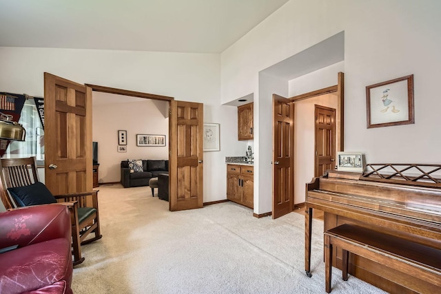 3825 Charlemagne Dr, Hoffman Estates, IL 60192 - living area featuring light carpet and high vaulted ceiling