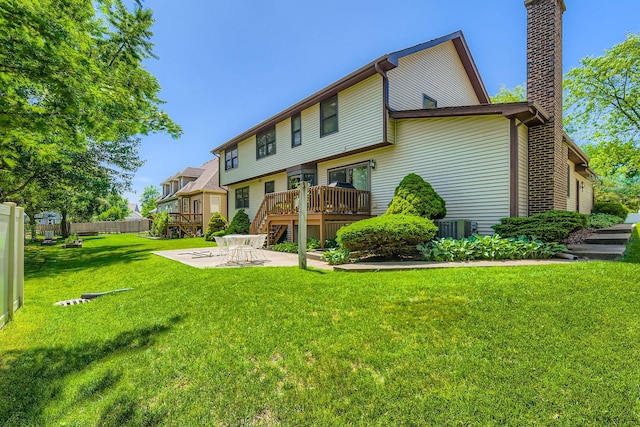 3825 Charlemagne Dr, Hoffman Estates, IL 60192 - back of house with a patio area, a deck, a chimney, and stairway