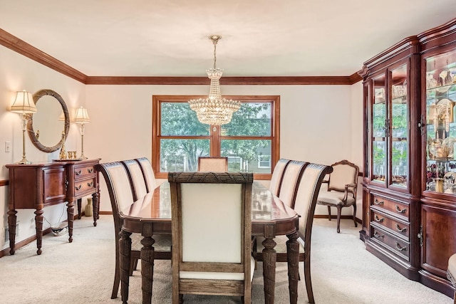 3825 Charlemagne Dr, Hoffman Estates, IL 60192 - dining room featuring light colored carpet, a chandelier, and ornamental molding