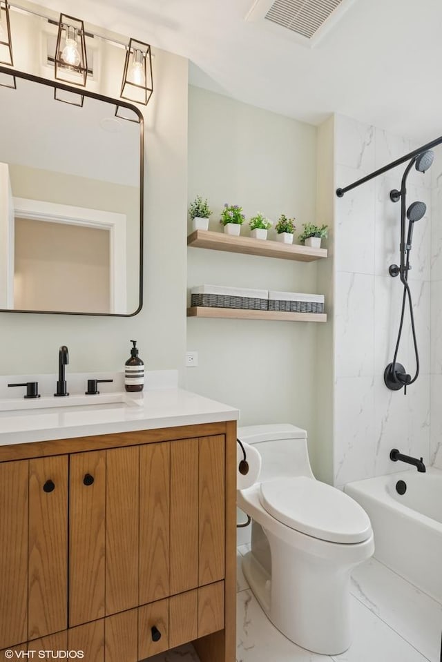 1261 N Paulina Ave Unit 6, Chicago, IL 60622 - full bathroom featuring marble finish flooring, vanity, and bathing tub / shower combination