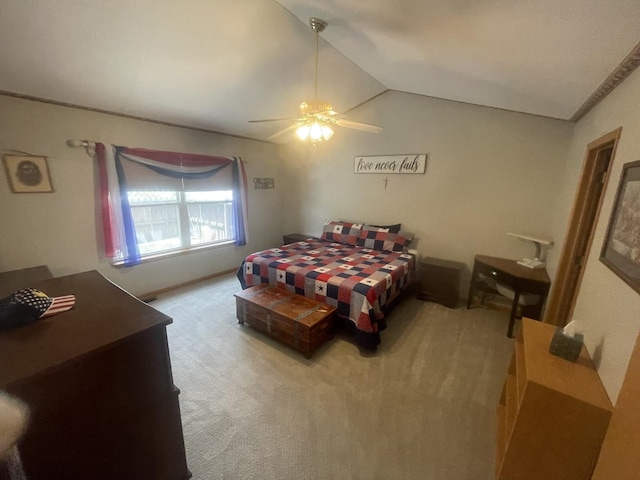1827 Arbor Falls Dr, Plainfield, IL 60586 - carpeted bedroom with vaulted ceiling and a ceiling fan