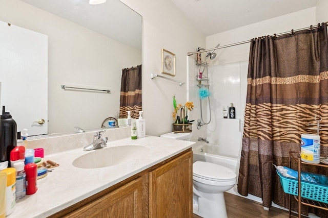 515 Declaration Ln Unit 1401, Aurora, IL 60502 - full bath featuring vanity, shower / bathtub combination with curtain, and wood finished floors