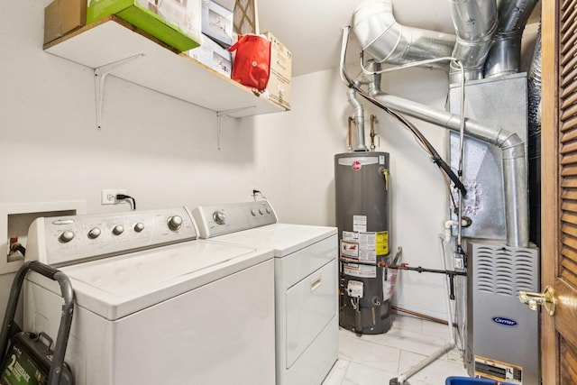 515 Declaration Ln Unit 1401, Aurora, IL 60502 - laundry room with washing machine and dryer, water heater, and heating unit