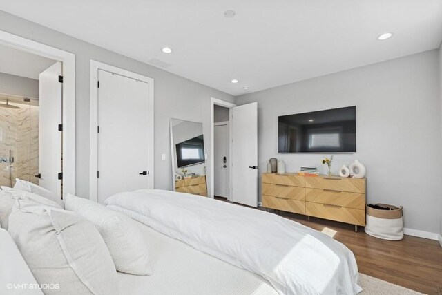 2237 N Hoyne Ave Unit 3S, Chicago, IL 60647 - bedroom with wood finished floors, recessed lighting, and ensuite bath