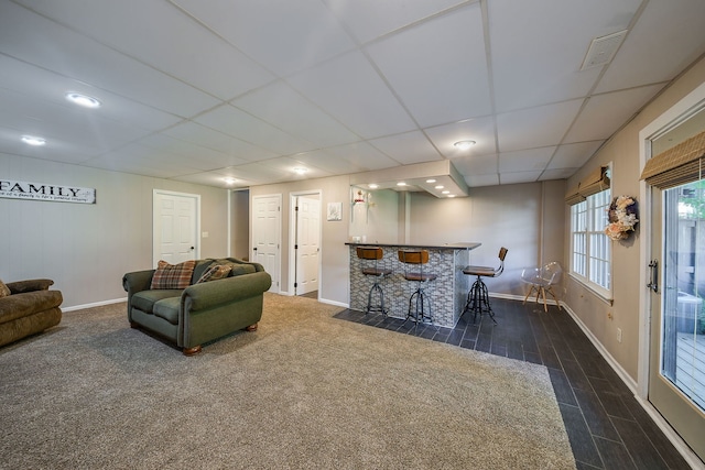 74 White Oak Cir, Saint Charles, IL 60174 - living room featuring bar, a drop ceiling, and recessed lighting