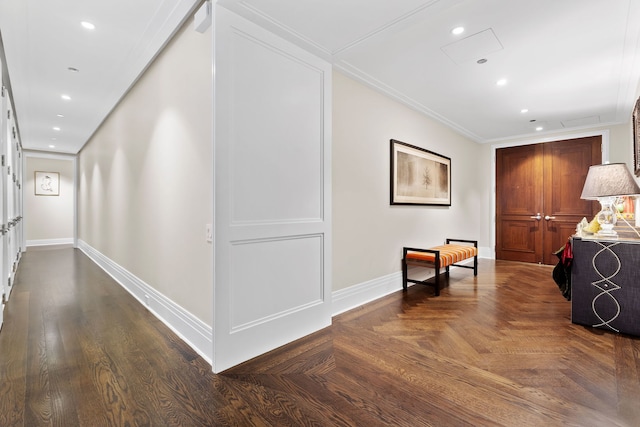 159 E Walton Pl Unit 5C, Chicago, IL 60611 - corridor featuring crown molding and recessed lighting