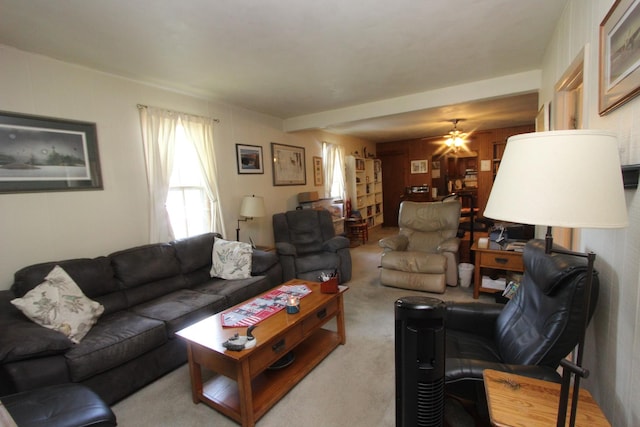 9701 Illinois St, Hebron, IL 60034 - living room featuring ceiling fan and carpet floors