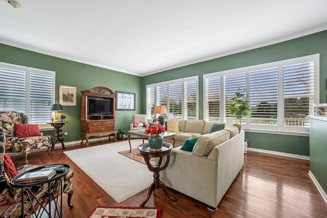 12663 Cold Springs Dr, Huntley, IL 60142 - living area with crown molding and hardwood / wood-style flooring
