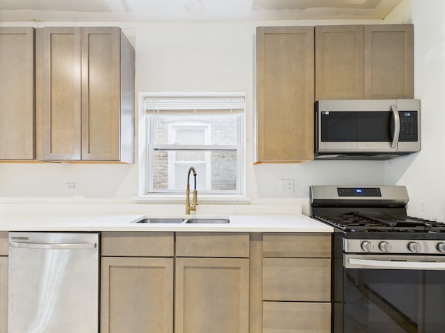 8015 S Paxton Ave, Chicago, IL 60617 - kitchen featuring appliances with stainless steel finishes, light countertops, and light brown cabinets
