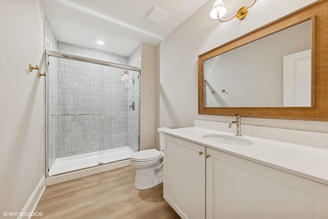 1120 Pin Oak Dr, Western Springs, IL 60558 - full bathroom with vanity, a stall shower, and wood finished floors