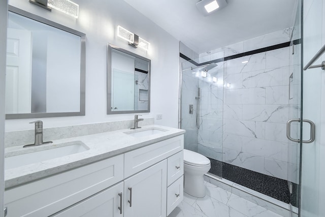 3142 Bennett Pl, Aurora, IL 60502 - full bath with marble finish floors, a marble finish shower, and double vanity