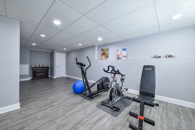 3142 Bennett Pl, Aurora, IL 60502 - workout room featuring wood finished floors and recessed lighting