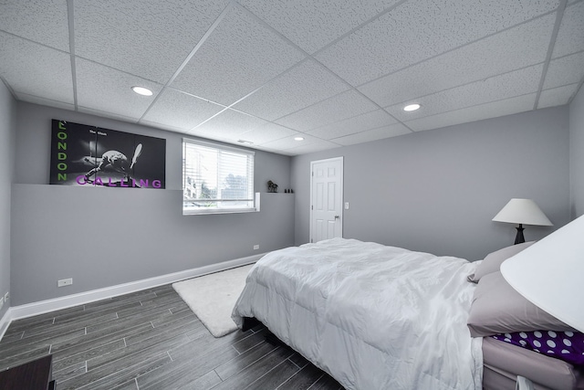3142 Bennett Pl, Aurora, IL 60502 - bedroom with dark wood-style flooring, recessed lighting, and a drop ceiling