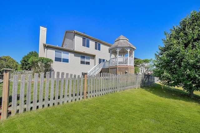 3142 Bennett Pl, Aurora, IL 60502 - back of house with a chimney and stairs