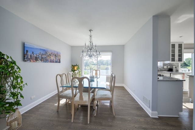 3142 Bennett Pl, Aurora, IL 60502 - dining space featuring a chandelier and dark wood-type flooring