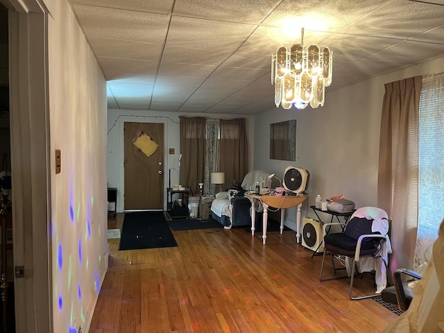 1125 Marengo Ave, Forest Park, IL 60130 - entrance foyer with hardwood / wood-style floors and a chandelier