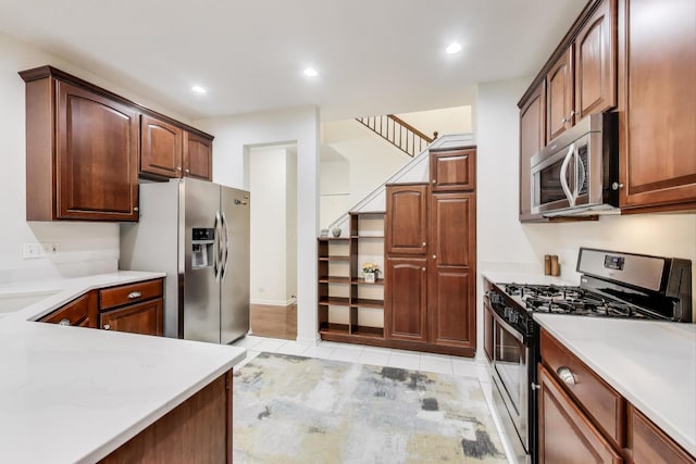 2302 Sandy Creek Dr, Algonquin, IL 60102 - kitchen with stainless steel appliances, light countertops, light tile patterned flooring, and recessed lighting