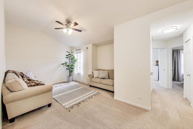 2302 Sandy Creek Dr, Algonquin, IL 60102 - living room with carpet floors, ceiling fan, and lofted ceiling