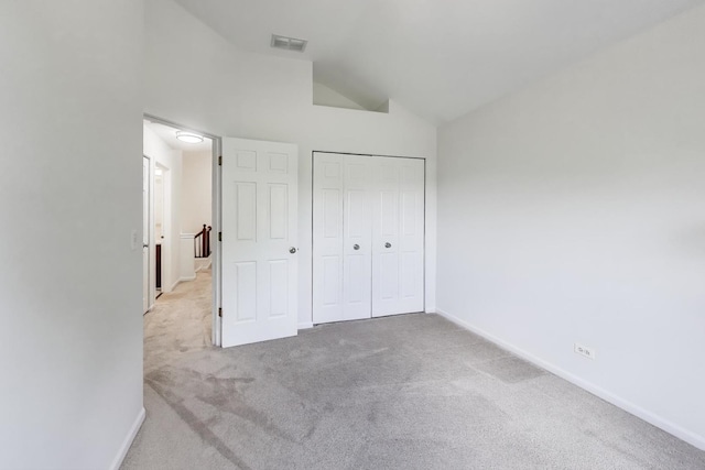 2302 Sandy Creek Dr, Algonquin, IL 60102 - unfurnished bedroom with carpet flooring, vaulted ceiling, and a closet
