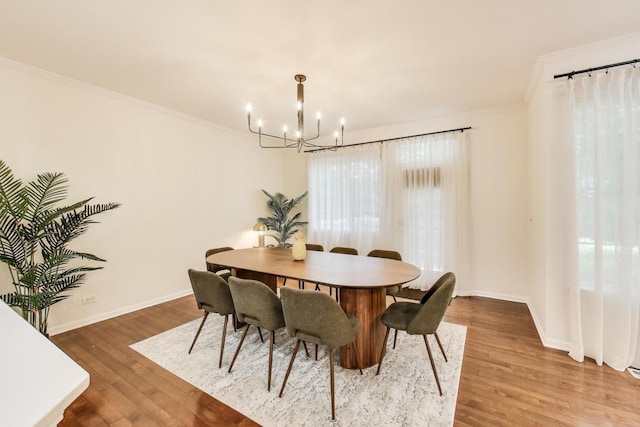 2302 Sandy Creek Dr, Algonquin, IL 60102 - dining space with a chandelier, ornamental molding, and wood finished floors