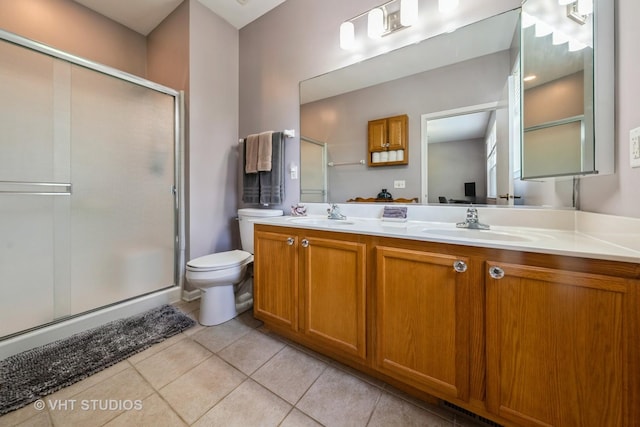1550 W Ludington Cir, Romeoville, IL 60446 - full bath featuring double vanity, tile patterned flooring, and a stall shower