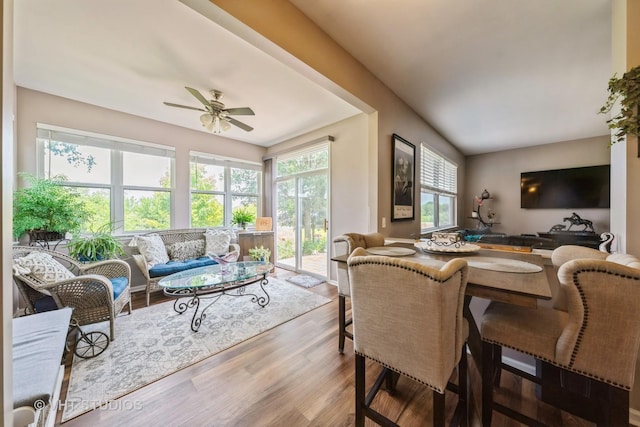 1550 W Ludington Cir, Romeoville, IL 60446 - living room featuring wood finished floors and ceiling fan