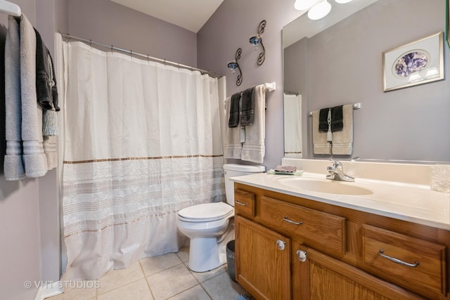 1550 W Ludington Cir, Romeoville, IL 60446 - full bath featuring vanity, tile patterned floors, and a shower with curtain