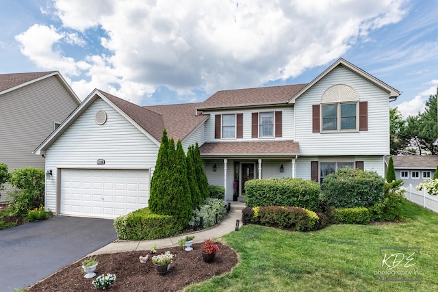 3730 Baybrook Dr, Aurora, IL 60504 - view of front of property with driveway, an attached garage, a front yard, and roof with shingles